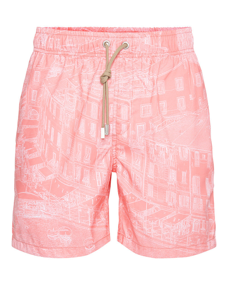 1081-35 Ramatuelle swimshort Porto Coral Red front