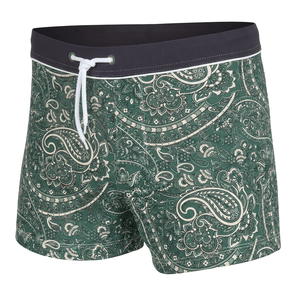 Palau in groen met crème paisleyprint