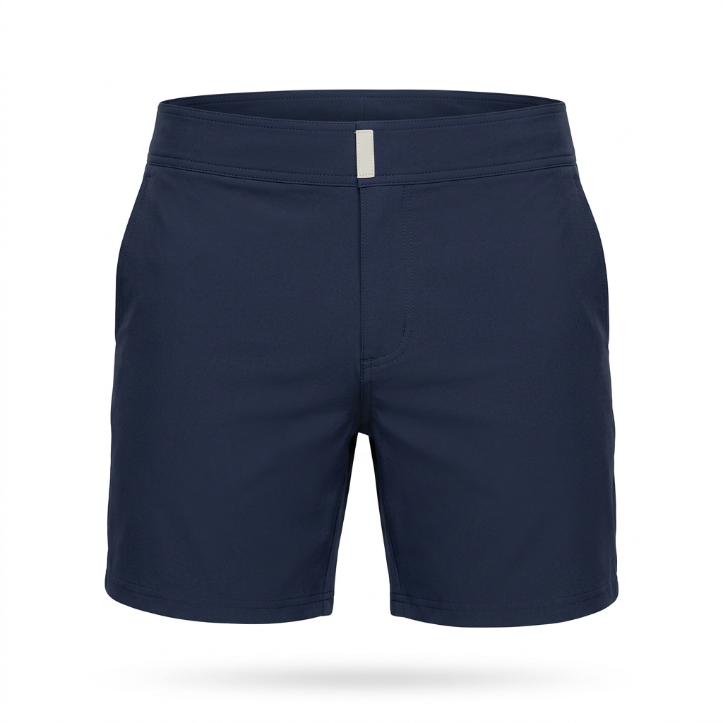 Vrijstaande navy zwemshort op een witte achtergrond